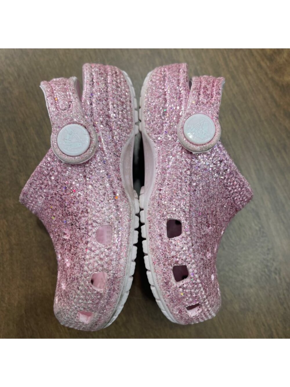 Crocs Classic Glitter Clog Toddler Girls Size 7 Pink Waterproof Slip on Shoes - Picture 2 of 8